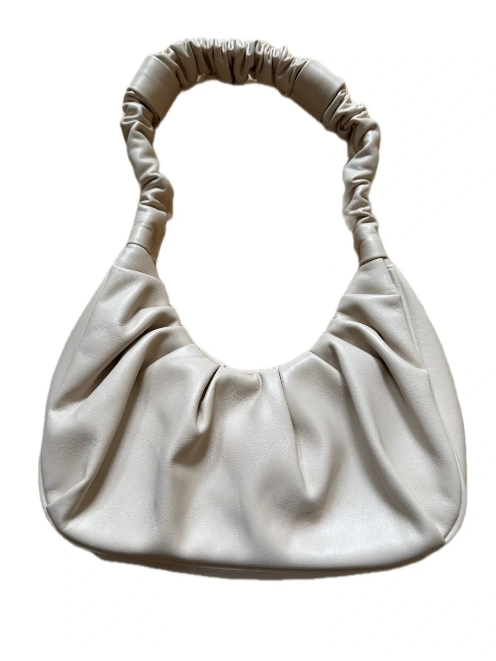 Chanrs Keatn Light Cream Ruched Hobo Bag